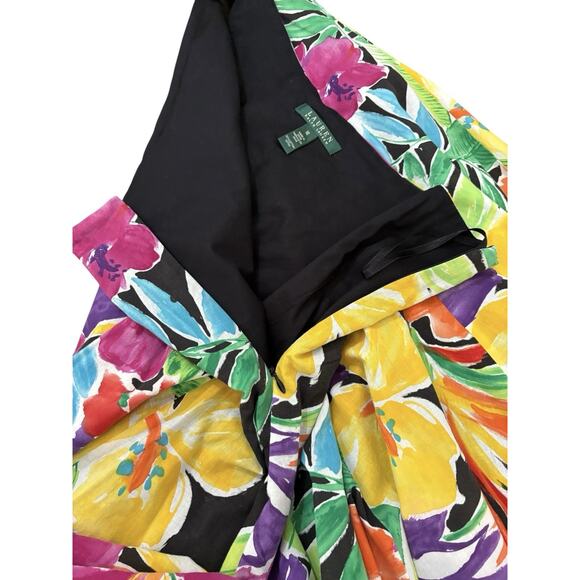 Vtg 90s Lauren Ralph Lauren Skirt Sz 16 Tropical Floral Vibrant‎ Colors Resort - Picture 3 of 5